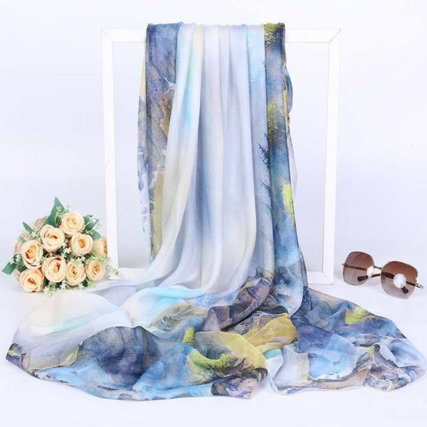summer new printed silk sunscreen sunshade, women's scarves, travel shawl and beach towel, Blue;gray
summer new printed silk sunscreen sunshade, women's scarves, travel shawl and beach towel, Blue;gray