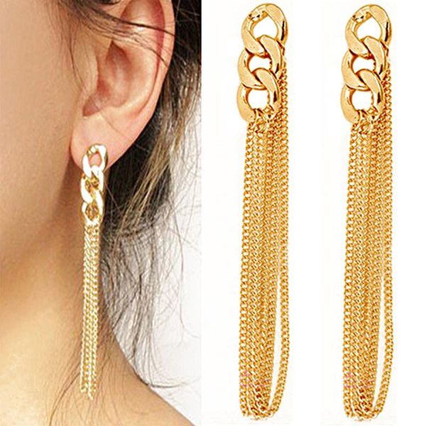 dangle & chandelier women long stud earrings elegant party metal jewelry tassel retro gift accessories chain earring, Silver
dangle & chandelier women long stud earrings elegant party metal jewelry tassel retro gift accessories chain earring, Silver