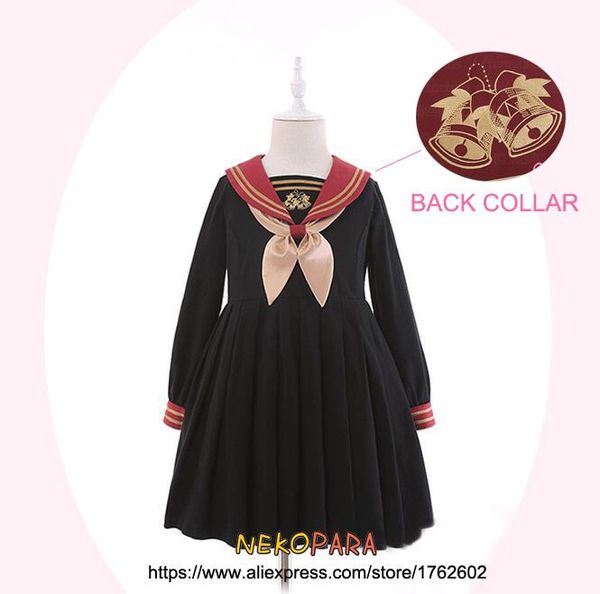 casual dresses christmas bell embroidery women's japanese jk uniform style dress pleated long sleeve with glodfish bowknow tie cute, Black;gray
casual dresses christmas bell embroidery women's japanese jk uniform style dress pleated long sleeve with glodfish bowknow tie cute, Black;gray