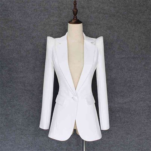 fashion designer blazer jacket women's soaring shoulders single button outer wear 210915, White;black
fashion designer blazer jacket women's soaring shoulders single button outer wear 210915, White;black