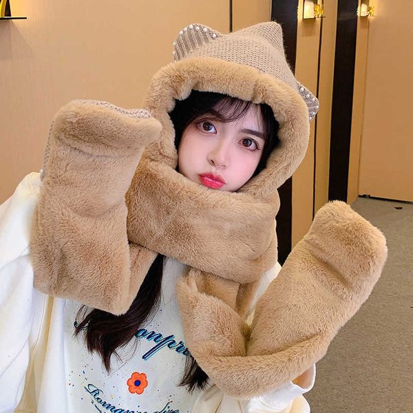 korean winter knitted scarf hat glov three piece set of female imitation rabbit hair with plush beaded warm thick bib, Blue;gray
korean winter knitted scarf hat glov three piece set of female imitation rabbit hair with plush beaded warm thick bib, Blue;gray