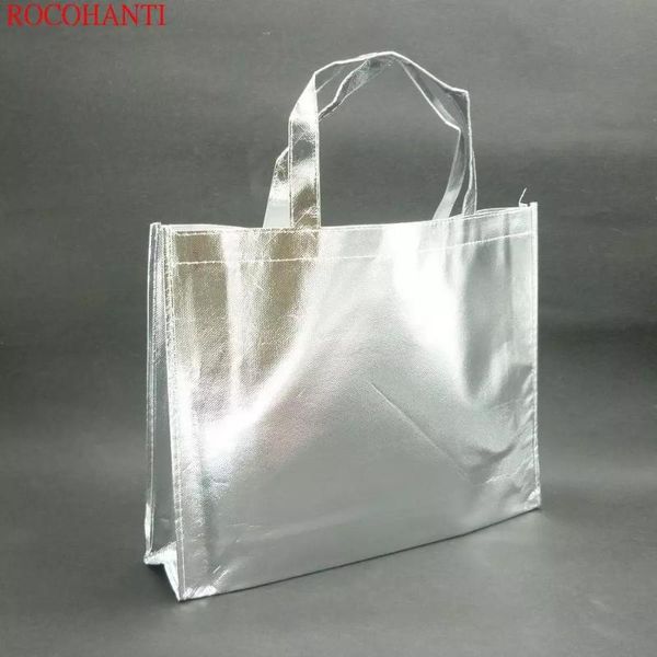 50x custom logo printing reusable silver metallic laminated pp non woven tote shopping bag fabric gift bags
50x custom logo printing reusable silver metallic laminated pp non woven tote shopping bag fabric gift bags