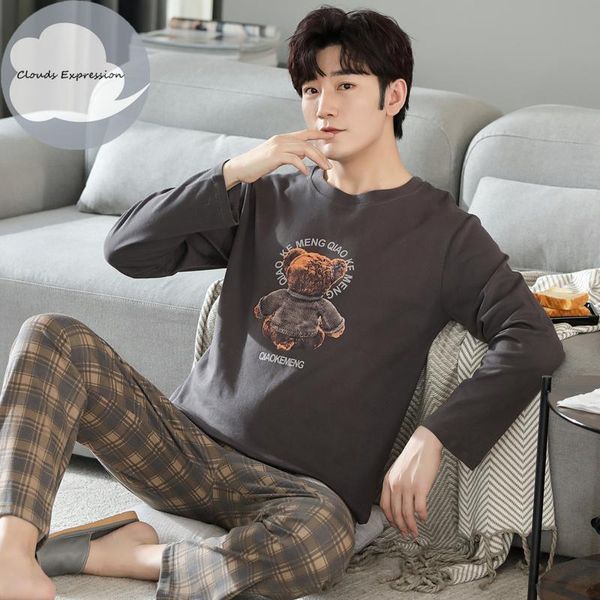 men's sleepwear autumn winter cotton pajamas letter striped cartoon pajama sets casual sleep&lounge pyjamas plus size 4xl pijama, Black;brown
men's sleepwear autumn winter cotton pajamas letter striped cartoon pajama sets casual sleep&lounge pyjamas plus size 4xl pijama, Black;brown