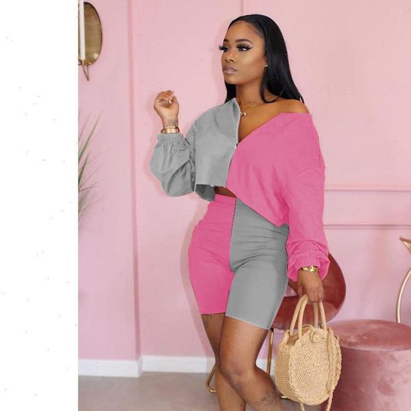 fashion two piece set jogging femme color patchwork off shoulder crop pants short set sportwear tracksuit women outfits, Gray
fashion two piece set jogging femme color patchwork off shoulder crop pants short set sportwear tracksuit women outfits, Gray
