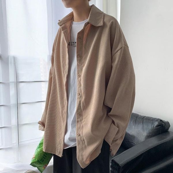 men's casual shirts spring men clothing corduroy shirt long sleeve khaki pure color loose handsome all-match harajuku japanese fashion, White;black
men's casual shirts spring men clothing corduroy shirt long sleeve khaki pure color loose handsome all-match harajuku japanese fashion, White;black