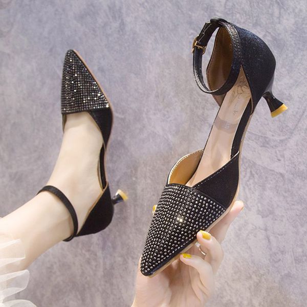 2021 summer women ankle strap pumps pointed toe sandals female bling dress shoes crystal low heels ladies shoes 8930n, Black
2021 summer women ankle strap pumps pointed toe sandals female bling dress shoes crystal low heels ladies shoes 8930n, Black