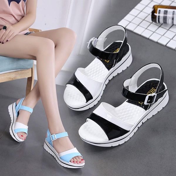 2021 summer new color matching thick bottom womens sandals mid-heeled wedge heel casual fashion wild lady sandals women non-slip, Black
2021 summer new color matching thick bottom womens sandals mid-heeled wedge heel casual fashion wild lady sandals women non-slip, Black