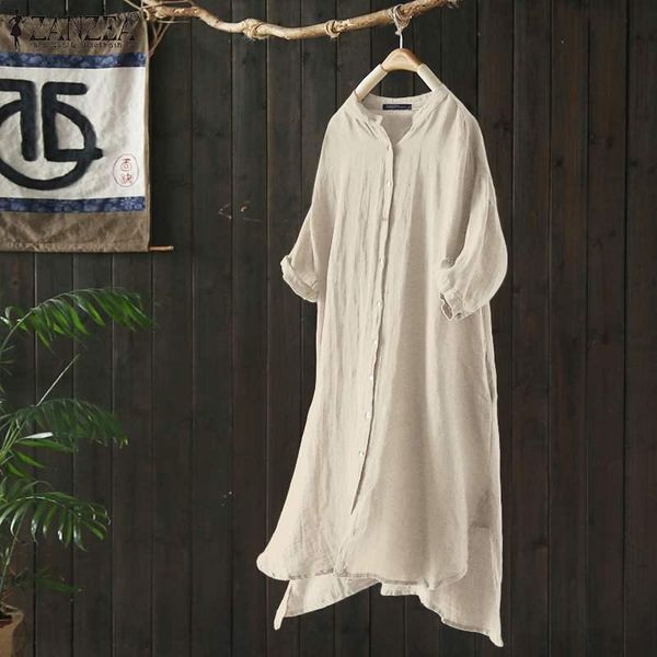 women's blouses & shirts plus size tunic asymmetrical blouse 2021 zanzea vintage summer button long female half sleeve blusas chemise, White
women's blouses & shirts plus size tunic asymmetrical blouse 2021 zanzea vintage summer button long female half sleeve blusas chemise, White
