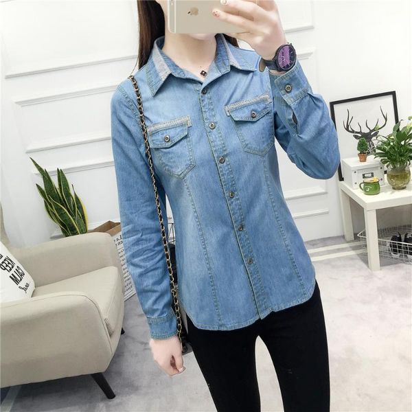 women's blouses & shirts spring women fashion slim water wash patchwork denim shirt female trendy color jean cotton casual blouse, White
women's blouses & shirts spring women fashion slim water wash patchwork denim shirt female trendy color jean cotton casual blouse, White