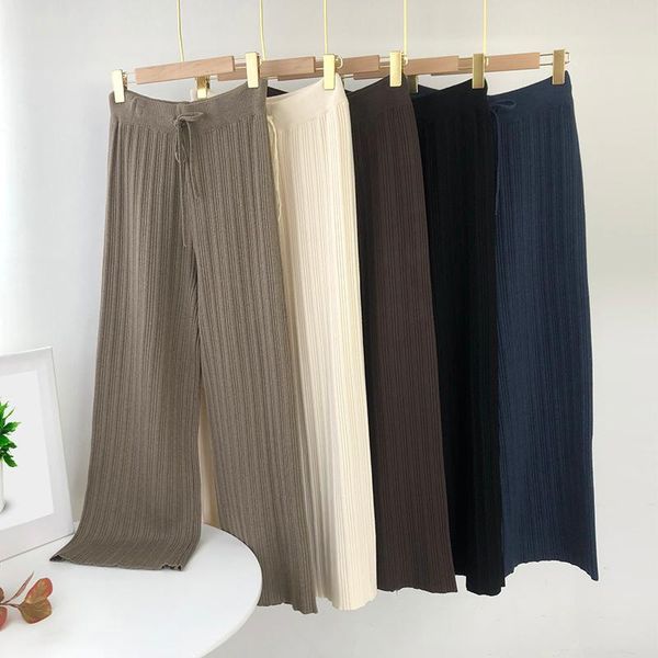 women's pants & capris women autumn winter knitted wide leg 2021 solid color casual loose long trousers elastic waist drawstring, Black;white
women's pants & capris women autumn winter knitted wide leg 2021 solid color casual loose long trousers elastic waist drawstring, Black;white