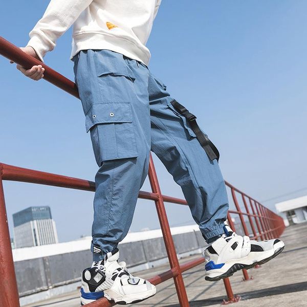 men's pants 2021 spring cargo ribbons casual hip hop joggers streetwear male trousers sweatpants hz701, Black
men's pants 2021 spring cargo ribbons casual hip hop joggers streetwear male trousers sweatpants hz701, Black