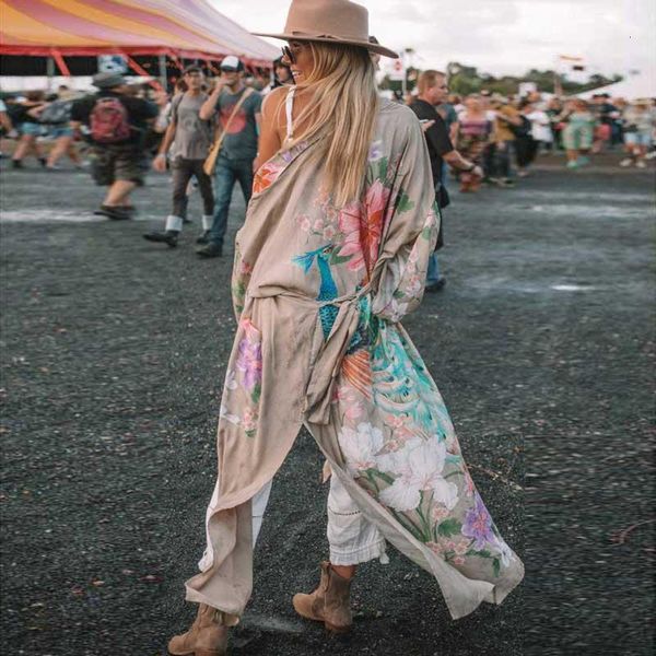 super chic long blouse women summer kimono robe kaftan floral print peacock boho kimono cardigan side slits long women blouses, White
super chic long blouse women summer kimono robe kaftan floral print peacock boho kimono cardigan side slits long women blouses, White