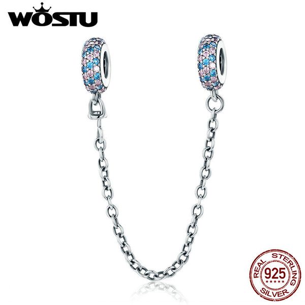 wostu 925 sterling silver pave inspiration safety chain charm pink & blue cz fit original beads bracelet jewelry gift cqc379 q0531, Black
wostu 925 sterling silver pave inspiration safety chain charm pink & blue cz fit original beads bracelet jewelry gift cqc379 q0531, Black