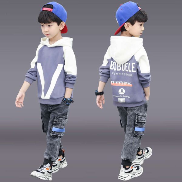 boys' spring suit 2021 korean chinese new university children's fashionable western style casual sweater denim two piece set, White
boys' spring suit 2021 korean chinese new university children's fashionable western style casual sweater denim two piece set, White