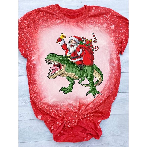 Ladies Top T-shirt Harajuku Summer Christmas Dinosaur Elderly Printed Pattern Street Casual Round Neck Short Sleeve Comfort, White
Ladies Top T-shirt Harajuku Summer Christmas Dinosaur Elderly Printed Pattern Street Casual Round Neck Short Sleeve Comfort, White