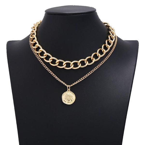 pendant necklaces exaggerated thick chain necklace double layer cool hip hop jewelry fashion clavicle accessories drop, Silver
pendant necklaces exaggerated thick chain necklace double layer cool hip hop jewelry fashion clavicle accessories drop, Silver