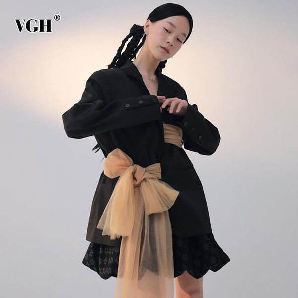 women's suits & blazers vgh temperament black patchwork mesh females blazer notched long sleeve korean fashion straight women outfits 2, White;black
women's suits & blazers vgh temperament black patchwork mesh females blazer notched long sleeve korean fashion straight women outfits 2, White;black