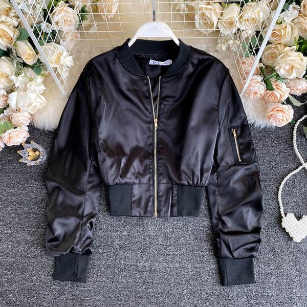 autumn winter women's jacket korean the solid color high-waist coat baseball uniform new long-sleeved short jackets ll692, Black;brown
autumn winter women's jacket korean the solid color high-waist coat baseball uniform new long-sleeved short jackets ll692, Black;brown
