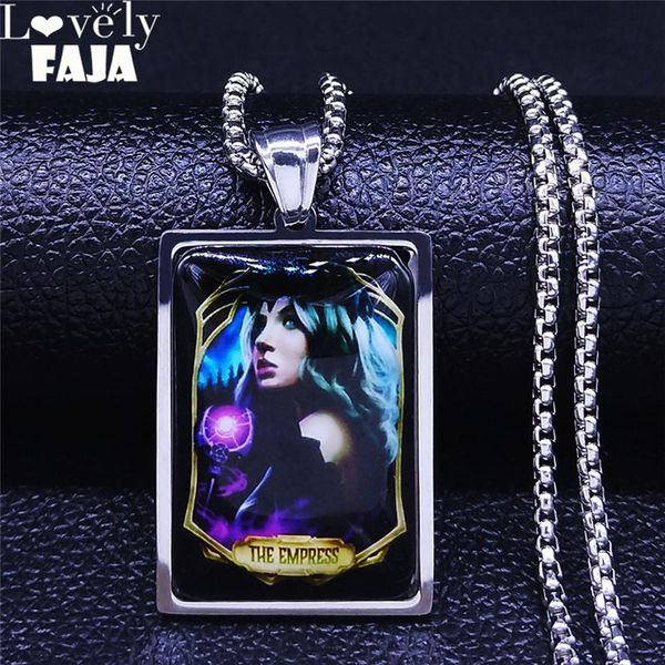 pendant necklaces tarot small glacoide obsidian the empress black stainless steel glass chain men/women jewelry collier homme nxs03, Silver
pendant necklaces tarot small glacoide obsidian the empress black stainless steel glass chain men/women jewelry collier homme nxs03, Silver