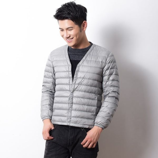 2019 new lightweight down jacket men's collarless down warm inner liner large size wear v-neck lightweight jacket, Black 
2019 new lightweight down jacket men's collarless down warm inner liner large size wear v-neck lightweight jacket, Black