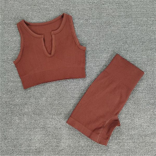 yoga outfit u collar seamless sport set women brown two 2pcs piece crop bra leggings sportsuit workout run fitness gym wear
yoga outfit u collar seamless sport set women brown two 2pcs piece crop bra leggings sportsuit workout run fitness gym wear
