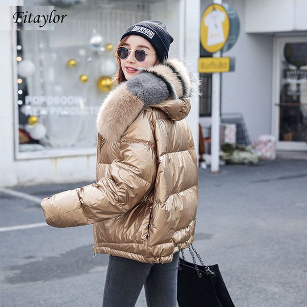 fitaylor women double sided silver golden duck down coat winter big real fur collar waterproof jacket hooded snow outerwear 201103, Black
fitaylor women double sided silver golden duck down coat winter big real fur collar waterproof jacket hooded snow outerwear 201103, Black