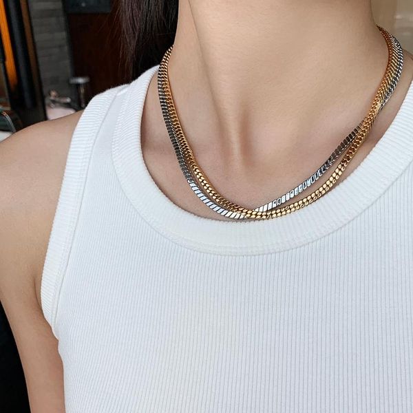 chokers europe and the united states stacked textured metal square high-density snake chain short necklace neck, Golden;silver
chokers europe and the united states stacked textured metal square high-density snake chain short necklace neck, Golden;silver