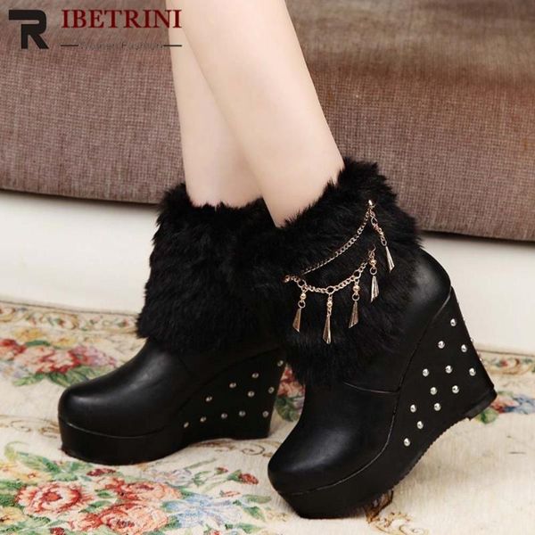 boots ribetrini arrival women shoes platform solid non-slip ankle wedges short plush elegant winter, Black
boots ribetrini arrival women shoes platform solid non-slip ankle wedges short plush elegant winter, Black