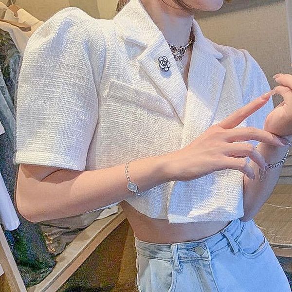 women's suits & blazers summer 2021 stylish casual small suit short sleeves loose-fitting thin in the tide tweed set button, White;black
women's suits & blazers summer 2021 stylish casual small suit short sleeves loose-fitting thin in the tide tweed set button, White;black