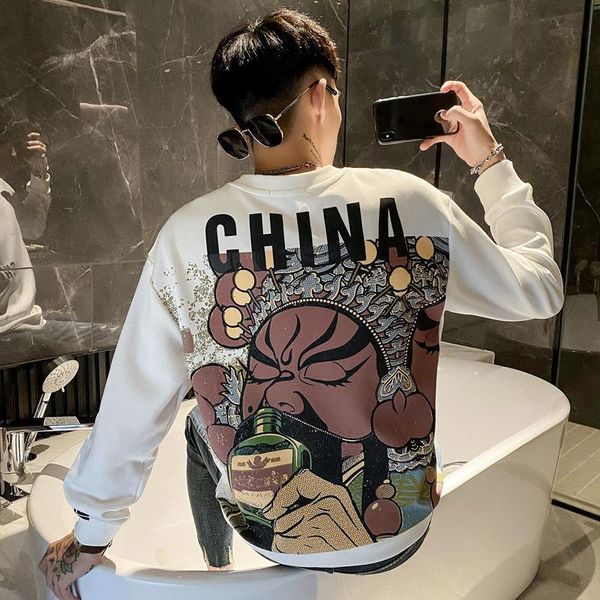 men's hoodies & sweatshirts long sleeve slim fitting round neck chinese printed pullover jacket autumn and winter tidal current, Black
men's hoodies & sweatshirts long sleeve slim fitting round neck chinese printed pullover jacket autumn and winter tidal current, Black