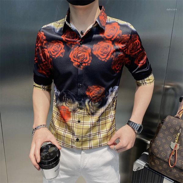 men's casual shirts social fashion floral printed business half sleeve shirt slim fit male men dress, White;black
men's casual shirts social fashion floral printed business half sleeve shirt slim fit male men dress, White;black