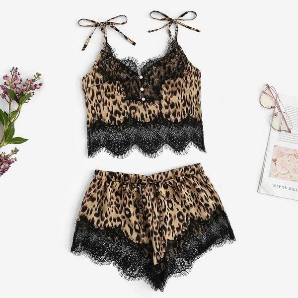women's swimwear girls cute lace leopard print pajamas women fashion sling underwear shorts casual ladies pajama sets summer 2021, White;black
women's swimwear girls cute lace leopard print pajamas women fashion sling underwear shorts casual ladies pajama sets summer 2021, White;black