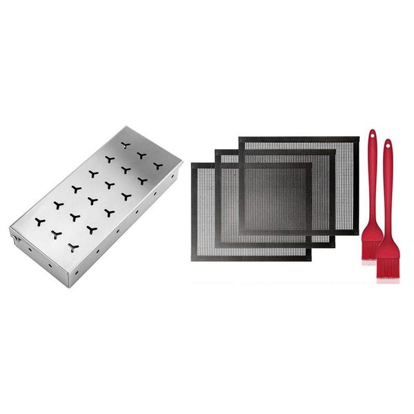 tools & accessories 3 barbeque grill mat with 2 basting brush silicone barbecue smoker box stainless steel 
tools & accessories 3 barbeque grill mat with 2 basting brush silicone barbecue smoker box stainless steel