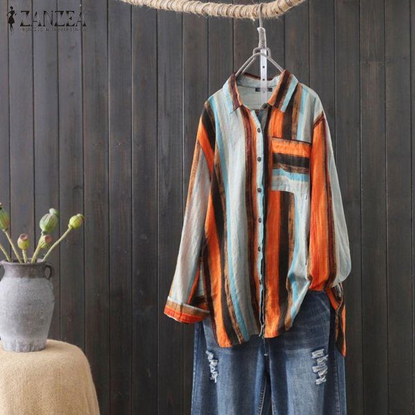 zanzea women striped printed shirt autumn vintage casual turn down collar blouse casual long sleeve buttons down blusas, White
zanzea women striped printed shirt autumn vintage casual turn down collar blouse casual long sleeve buttons down blusas, White