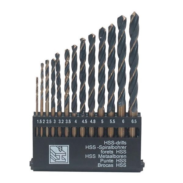 professional drill bits hss 6542 black trough straight shank twist 13 pcs set bit stainless steel mold copper aluminum
professional drill bits hss 6542 black trough straight shank twist 13 pcs set bit stainless steel mold copper aluminum