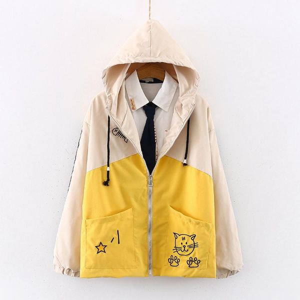 women's jackets japanese small fresh cute cat embroidery hooded jacket cardigan spring autumn loose student harajuku windbreaker, Black;brown
women's jackets japanese small fresh cute cat embroidery hooded jacket cardigan spring autumn loose student harajuku windbreaker, Black;brown