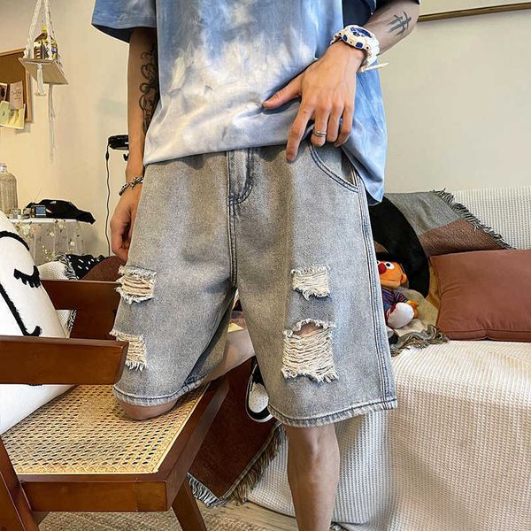 men's shorts men stretchy ripped biker jeans light blue mens destroyed hole loose casual straight denim shorts gwub, White;black
men's shorts men stretchy ripped biker jeans light blue mens destroyed hole loose casual straight denim shorts gwub, White;black