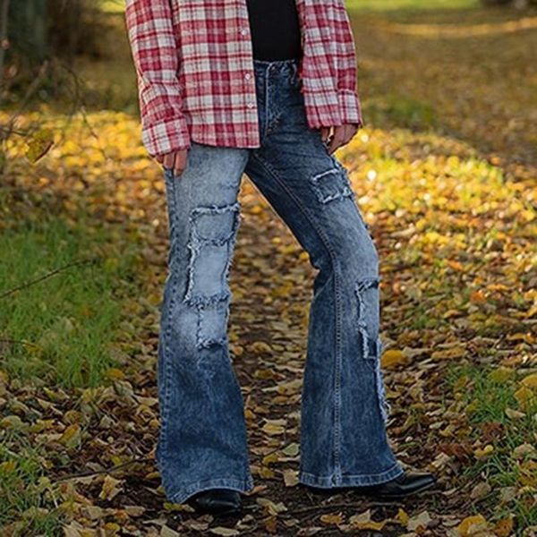 men's jeans vintage flared men summer casual patchwork skinny low waist bell bottom denim pants man retro streetwear trousers, Blue
men's jeans vintage flared men summer casual patchwork skinny low waist bell bottom denim pants man retro streetwear trousers, Blue