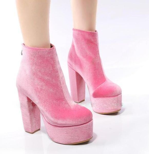 boots sweet pink ink green velvet high platform ankle 13cm chunky heels woman round toe girl's mary janes fashion booties, Black
boots sweet pink ink green velvet high platform ankle 13cm chunky heels woman round toe girl's mary janes fashion booties, Black