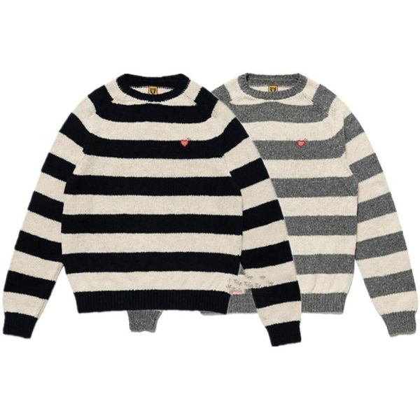 men's sweaters striped human made fashion sweater men 1:1 quality vintage knit sweatshirts women crewneck, White;black
men's sweaters striped human made fashion sweater men 1:1 quality vintage knit sweatshirts women crewneck, White;black