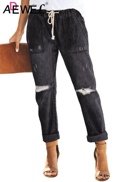women's jeans adewel black gather round distressed pocketed denim jogger rainbow racer striped skinny spring high streetwear loose pant, Blue
women's jeans adewel black gather round distressed pocketed denim jogger rainbow racer striped skinny spring high streetwear loose pant, Blue