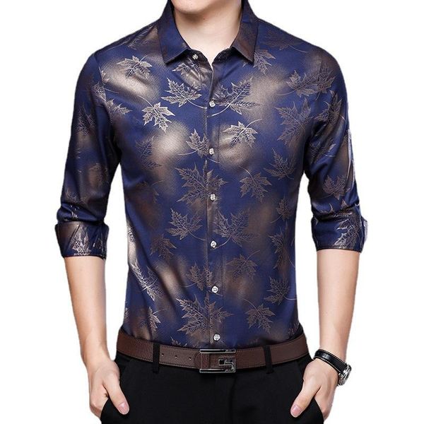 men's casual shirts 2021 spring autumn slim long-sleeved shirt printed plus size camisas para hombre, White;black
men's casual shirts 2021 spring autumn slim long-sleeved shirt printed plus size camisas para hombre, White;black