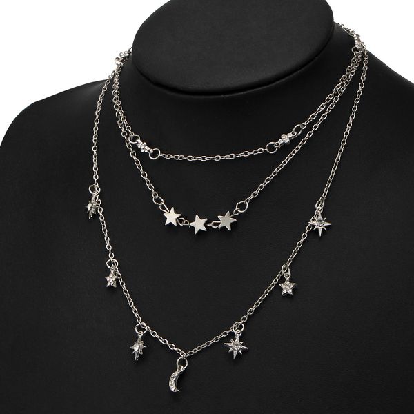 necklace choker moon star pendant necklace three layer diamond crystal clavicle necklace jewelry, Silver
necklace choker moon star pendant necklace three layer diamond crystal clavicle necklace jewelry, Silver