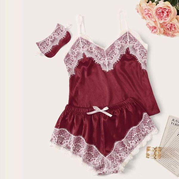 women lingerie nightwear set plus size satin lace sling shorts eyewear three-piece set seksowna bielizna 3, Black;red
women lingerie nightwear set plus size satin lace sling shorts eyewear three-piece set seksowna bielizna 3, Black;red