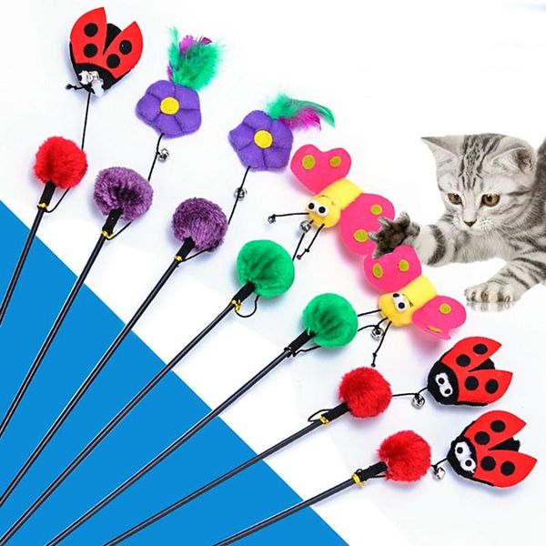 cat toys 2pcs teaser toy bell flower pompom faux feather wand interactive funny favor training accessories
cat toys 2pcs teaser toy bell flower pompom faux feather wand interactive funny favor training accessories