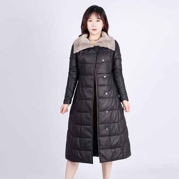 haining leather fur winter wear mink collar sheep skin down jacket women's middle long coat & faux, Black
haining leather fur winter wear mink collar sheep skin down jacket women's middle long coat & faux, Black