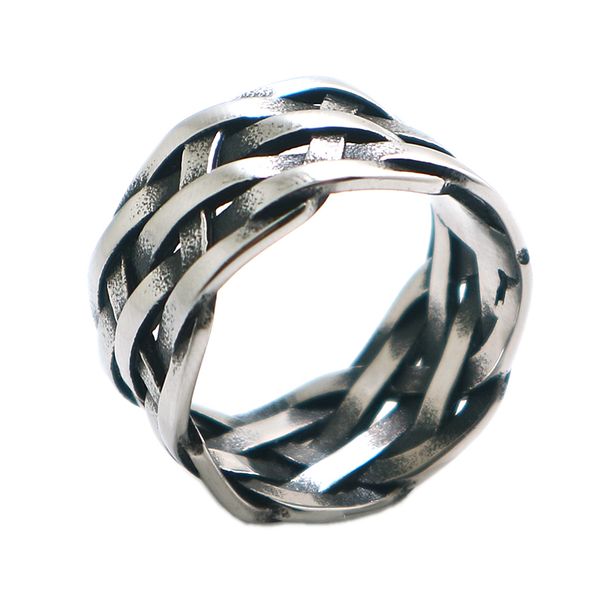 316l stainless steel punk gothic simple fashion cool weave ring, Golden;silver