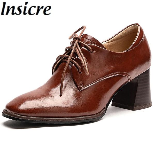dress shoes insicre waxing women pumps lace up slipt leather square toe 2021 autumn thick high heel brown office shallow, Black
dress shoes insicre waxing women pumps lace up slipt leather square toe 2021 autumn thick high heel brown office shallow, Black