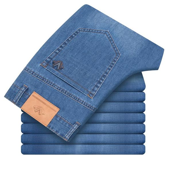 2021 spring/summer classic pocket embroidery men's business casual fitted straight lightweight thin cotton jeans blue black
2021 spring/summer classic pocket embroidery men's business casual fitted straight lightweight thin cotton jeans blue black