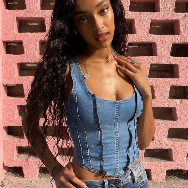 fashion zipper decoration denim women tank camisole vintage backless straps female shirts sleeveless jeans, White
fashion zipper decoration denim women tank camisole vintage backless straps female shirts sleeveless jeans, White